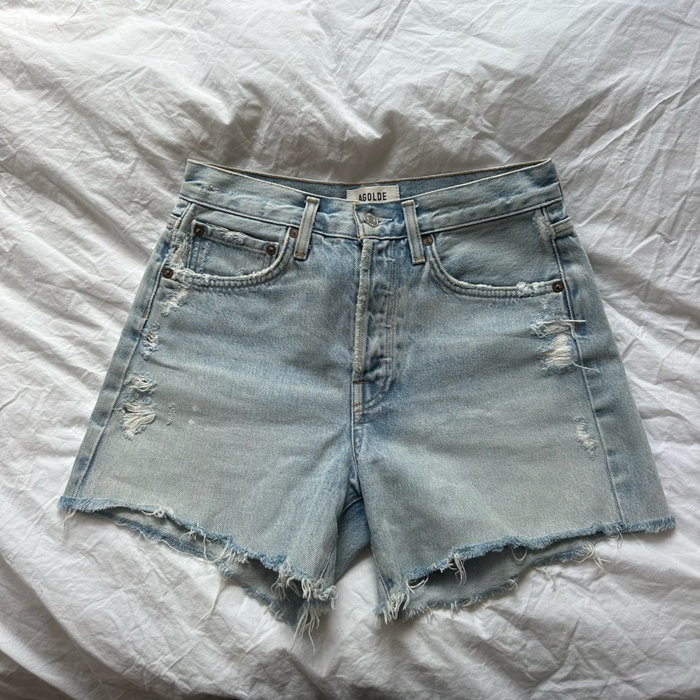 Agolde Women's Faded Blue Jean Shorts